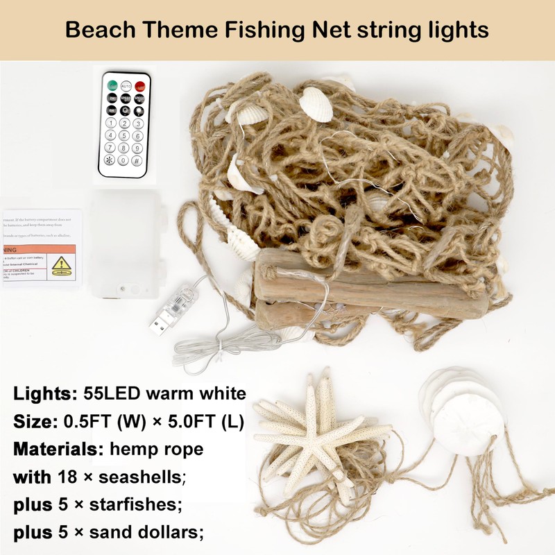 MIYA LIFE Seashell Garland Ocean Light for Beach Decor 7.2FT