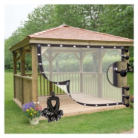 Outdoor Patio Heavy-Duty Tarpaulin with Rustproof Grommets Vinyl Curtain Waterproof Curtain for Pergola, Porch, Gazebos, Customizable WBBML (Color : Clear, Size : 6'x7'/1.8x2m)