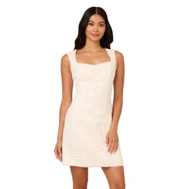 Adrianna Papell Women's Sequin Tweed Sheath Dress, Ivory Multi