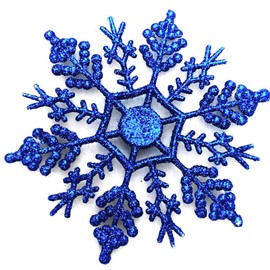 Teensery 24 Pcs Large Snowflakes Acrylic Sparkling Glitter Snowflake Ornaments for Christmas Tree Home Wedding Party Window Party Decor Winter Decoration,Blue