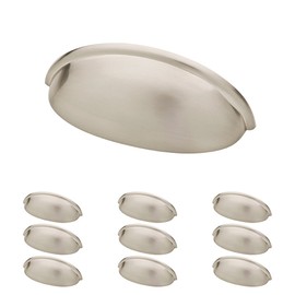 Franklin Brass Brushed Nickel Bin Cup Pull, Cabinet Handles and Drawer Pulls for Kitchen Cabinets and Dresser Drawers, 3 Inch (76mm), 10-Pack, P34702K-SN-B, Cabinet Hardware