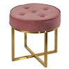 Cortesi Home Rosa Round Ottoman, 18" High, Blush Pink Velvet