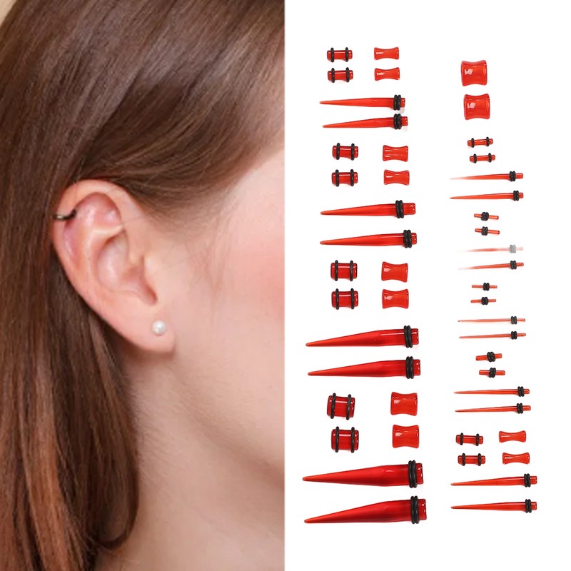 48pcs Ear Stretching Kit Heart Shaped Various Sizes Acrylic Tapers