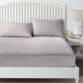 Yorkshire Bedding 25 Cm Fitted Bed Sheets - Super Soft Deep Fitted Sheet Brushed Microfibre Anti Wrinkle Bedsheet Breathable & Fade Resistant (Grey, King)