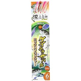 ハヤブサ(Hayabusa) 実戦サビキ20 ケイムラサバ皮ミックスフラッシャー 6本鈎 12-4