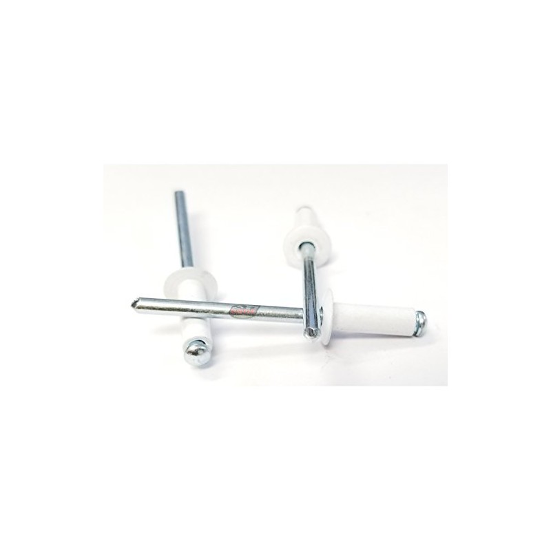 White 3/16" Blind Pop Rivets Aluminum Large Head with Steel