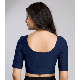 TRENDMALLS Women's Dobby Pure Cotton Elastin Stretchable Readymade Blouse (B01-Red-3XL) Navyblue