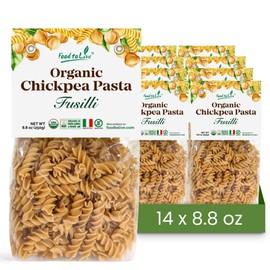 Food to Live Organic Chickpea Fusilli Pasta, 8.8 OZ (Pack of 14) - Non-GMO, Single Ingredient. No Additives & Major Allergens. Good Source of Plant Based Protein & Fiber. Made in Italy