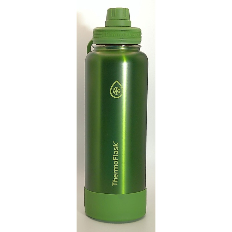 ThermoFlask Stainless Steel Water Bottle, 40 oz, 2-Pack (Purple/Green Brushed)