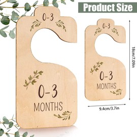 Baby Closet Dividers for Clothes Organizer, Set of 8 Beautiful Wooden Double-Sided Baby Clothes Size Hanger Organizer from Newborn to 24 Months for Boho Nursery Decor