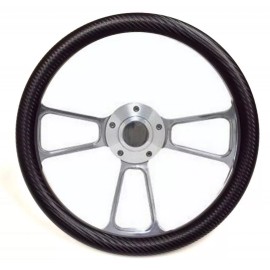 Forever Sharp Yamaha Golf Cart 14" Billet & Black Carbon Fiber Steering Wheel + Adapter