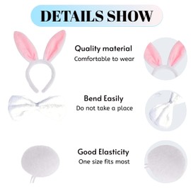 Lizzy Tutu Costume | Easter Bunny Costume Set Rabbit Ears Tail and Bow Tie | Animal Fancy Costume Bunny for Easter Book Week Christmas (Girls)