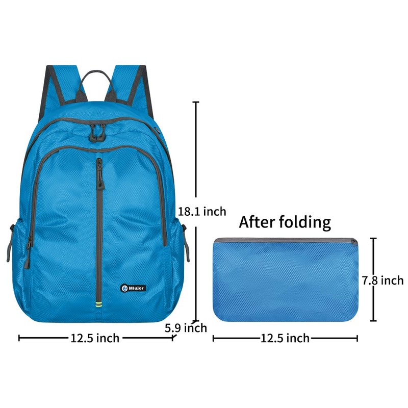 MIUJOR Lightweight Packable Foldable Backpack，Hiking backpack，Travel Backpack, Blue, Large, Lightweight