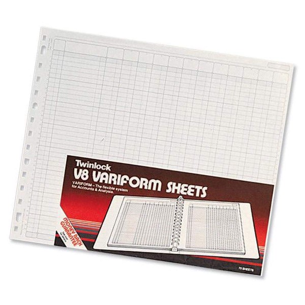 Rexel Twinlock Variform Multi-Ring Binder V8 Cash Refill Sheets 24