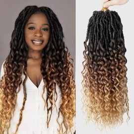 LYCSOU 18 Inch Faux Locs Crochet Hair Soft Goddess Locs Crochet Braids Deep Wave Pre Looped Crochet Hair Extensions for Black Women