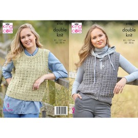King Cole Homespun Prism DK Knitting Pattern - 6100 Ladies Tank & Waistcoat