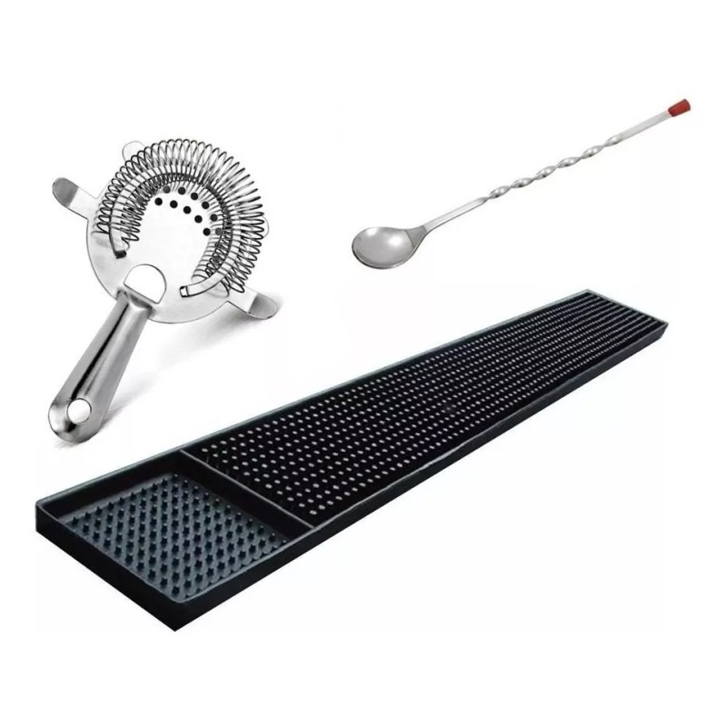 Buffetware Kit Bartender Tapete Bar Colador Cuchara Mezcladora Drinks
