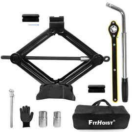 FITHOIST Scissor Jack 2 Ton | Universal | Tire Changing Car Emergency Kit with Jack Pad, 8 Pcs