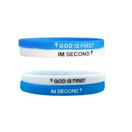 xuzhiyuan GOD IS FIRST IM SECOND Christian Rubber Bracelets Inspirational Engraved Bible Verses Cross Silicone Bracelet for Women Men Faith Gifts-E