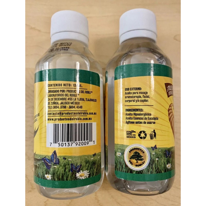 Del Roble 1x EUCALYPTUS OIL Massage Aromatherapy ACEITE DE EUCALIPTO