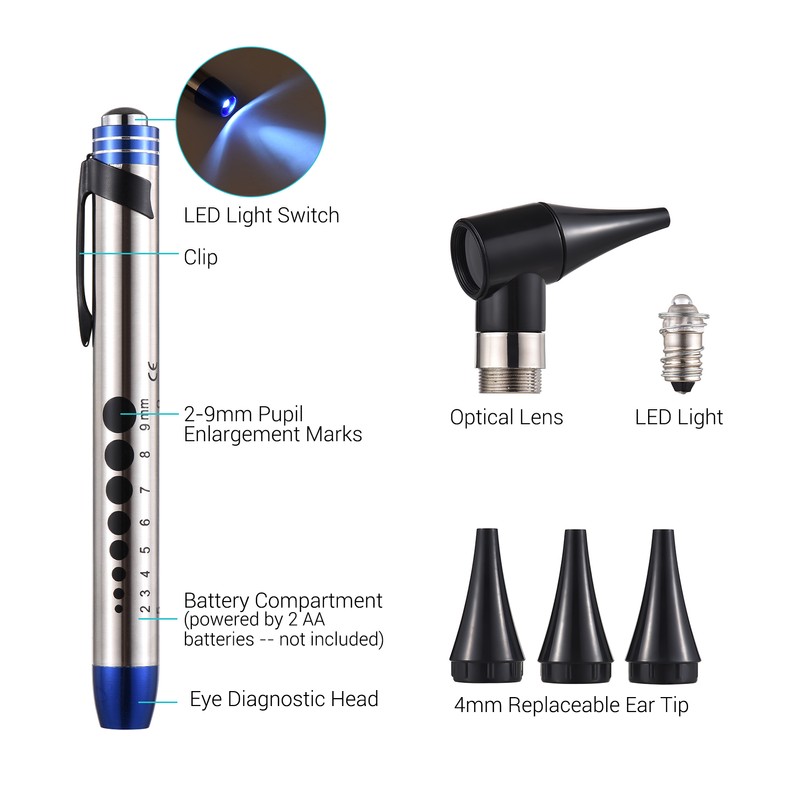 2 in 1 Otoscope and Eyes Diagnostic Tool Kit with