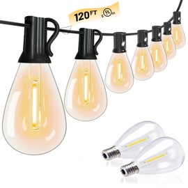 Tenmiro 120FT Outdoor String Lights, Ultra Long Waterproof 30+2 Edison Shatterproof Bulbs Led Outside Patio Lights for Porch Deck Garden Backyard Balcony Wedding Party Decor