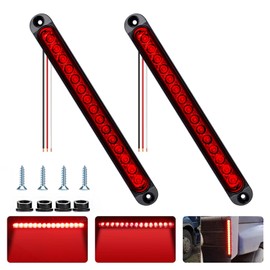 CZJCGD 10 Inch 15 LED Red Trailer Tail Brake Light Bar 2 PCS，Strip Sealed Park Stop Turn Signals Tail Light, IP67 for RV Truck UTV ATV, DOT Certified