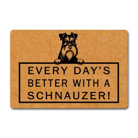 MjiejieM Funny Doormats Every Day's Better with A Schnauzer Indoor Floor Welcome Mat for Entrance Way Rubber Back for Front Door Indoor Outdoor Cute Rugs 23.6"(L) x 15.7"(W)