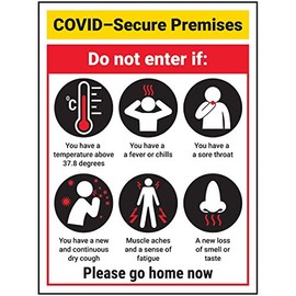 Vsafety COVID-Secure Premises - Do Not Enter - 150mm x 200mm - 1mm Rigid Plastic