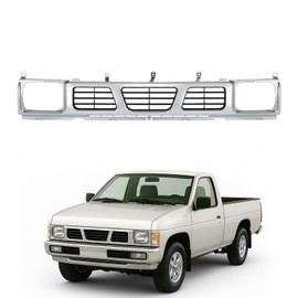 JMTAAT Front Grille Compatible with 1994 Nissan D21 XE 1993 1994 Nissan D21 Base SE 1995-1997 Nissan Pickup Base SE XE Replacement for 6231055G10 NI1200116 Chrome Bumper Grill Plastic(ABS) Silvery