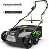TIECTOWN 16-Inch 15.5 Amp 2-in-1 Electric Dethatcher and Scarifier with 14.5-Gallon Removable Thatch Collection Bag, Lawn Dethatcher with 5-Position Depth Adjustment, Quick-Fold, Keeps Lawn Healthy