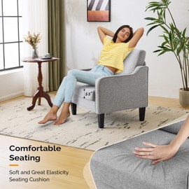 VINGLI Accent Chairs for Living Room Mid Century Modern Chair Sofa Chair Upholstered Arm Chair with Scooped Arms for Bedroom, Apartment, Office, Studio, Waiting Room, Play Room