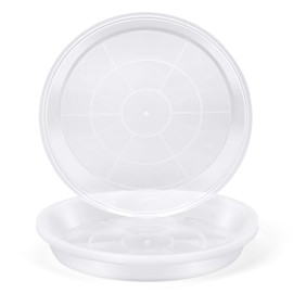 FUOAUYK 3 5 7 9 11 15 Inch Clear Plastic Plant Saucers for Indoors, 5 Pack Durable Plant Trays for Pots and Plant Water Catcher Tray with No Holes, Reusable Plastic Trays for Plants (5''-5Pack)