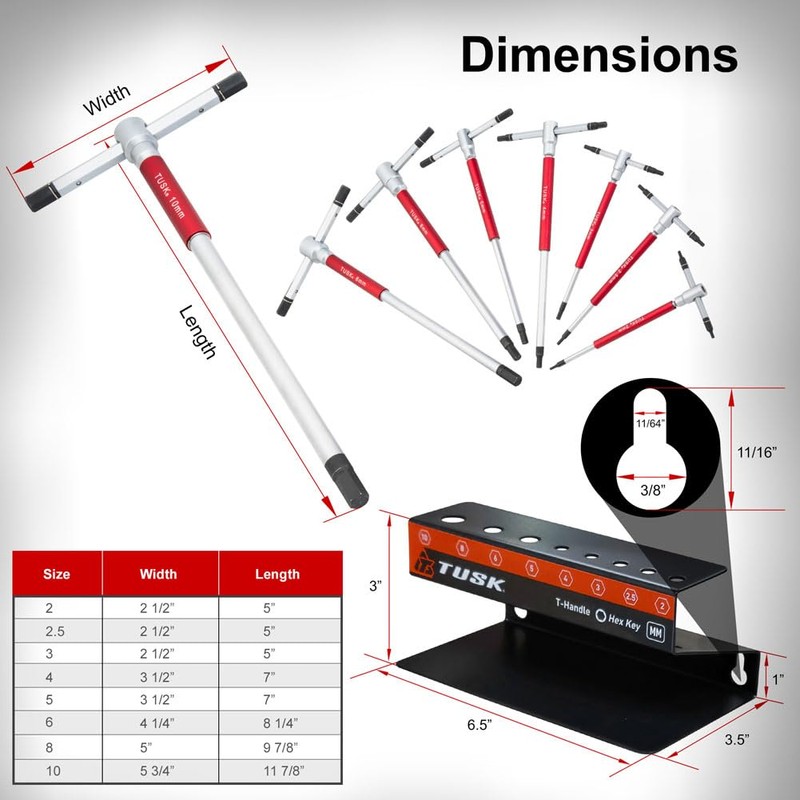 TUSK Spinning 3 way Speed Handle Hex Wrench Set 2mm,