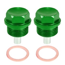 A ABSOPRO 2 Set Oil Drain Screw M12 x 1.5 Aluminium with 2 Washers Green