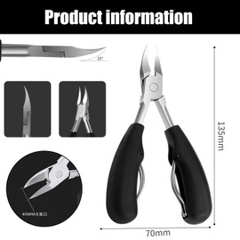 Toenail Clippers for Thick or Ingrown Toenails, Heavy-Duty Stainless Steel Scissors Nail Nippers, with Protective Cover for Men & Women (Black)
