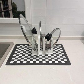 Canglifull Kitchen Countertop Dish Drying Mat, Quick Absorb Non-Slip Drainer Mat, BPA-Free Sink Mat, Easy to Clean, Small Kitchen Countertop Heat Resistant Dish Drying Mat (12x18, Diamond)