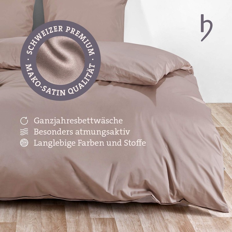 herzbach home Premium Mako satin bed linen set made from