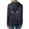Irisjudy Women's Hoodies Black Cat Zip-Front Hooded Sweatshirt, Comfortable Long