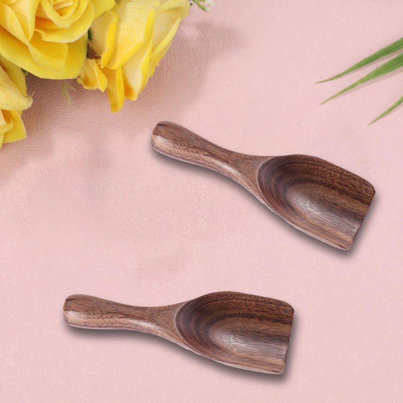 Gosknor 4pcs Wooden Scoops for Jars, 4.33x1.58 Inch Coffee Bean