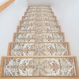 Pauwer Carpet Stair Treads for Wooden Steps Indoor 15 Pack 8" X 30" Peel and Stick Stair Treads Non Slip Staircase Step Treads Reusable Stair Runner Rugs for Dogs, Kids and Elders
