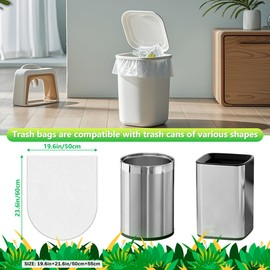 Expspru 4 Gallon Compostable Trash Bags 15 Liter Small Garbage Bags Biodegradable Trash Bags - Heavy Duty, Office, Bedroom, Kitchen, Durable & Leak-Proof, 120 Count White