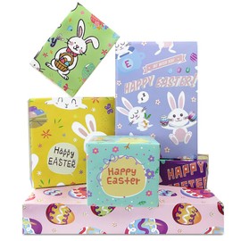 Easter Wrapping Paper, 12 Sheets 6 Design Rabbit Bunny Eggs Chicks Pattern Gift Wrap, 50 x 70cm Cute Wrapping Paper Sheets for Spring Holiday Happy Easter Day Birthday Baby Shower Party