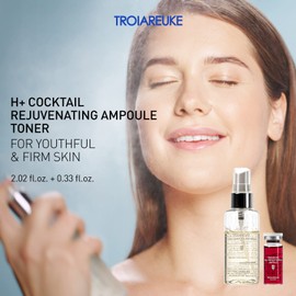 TROIAREUKE H+Cocktai Rejuvenating Ampoule Toner with Hydrolyzed Collagen, Peptide, Ginseng Root Extract | Youthful Ampoule Toner for Firmer | for Wrinkled and Aging Skin (Red_2.37 Fl Oz)