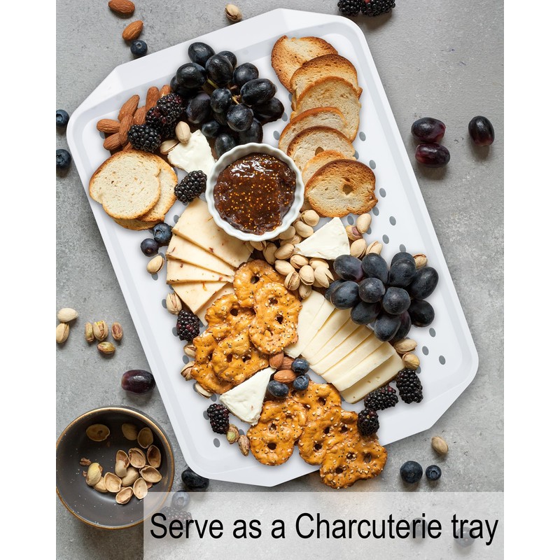 Czlizdyt Non Slip Serving Tray with Handles, Food Trays for