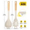 Silicone Soup Ladle and Spaghetti Spoon Set with Wooden Handle,