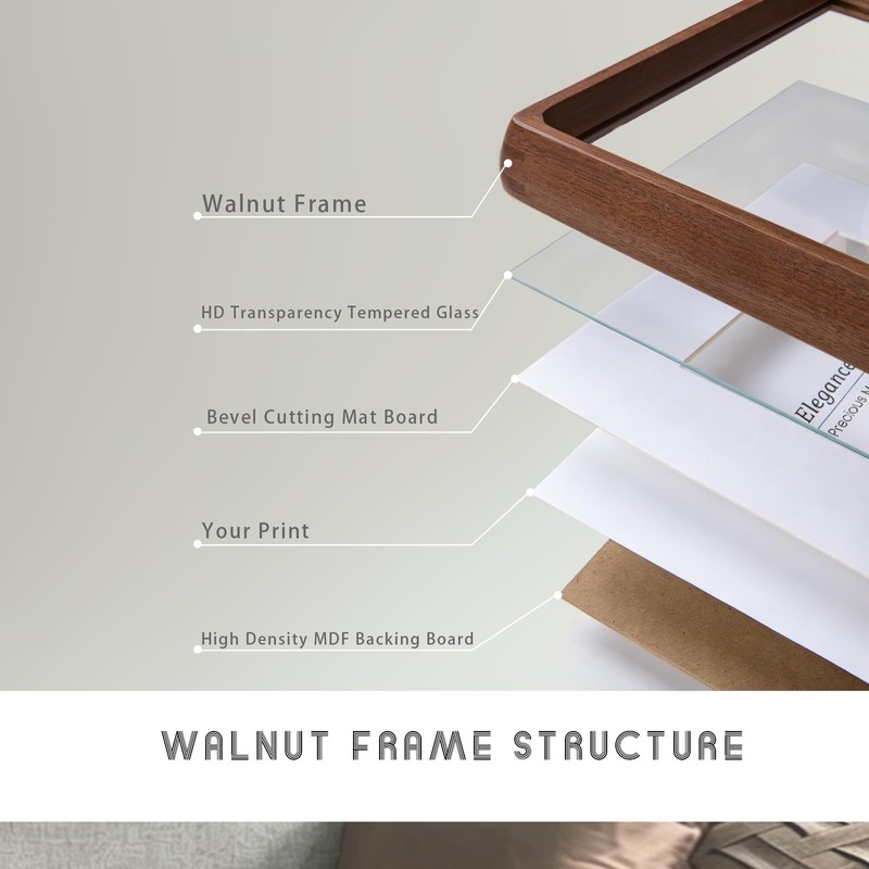 12x16 Collage Picture Frame, 6 Photos Display, Walnut Wood