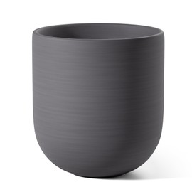 LE TAUCI 10 Inch Plant Pot, Ceramic Pots for Plants with Drainage Hole and Rubber Plug, Plant Pots Indoor for Home Garden Patio Office, Cylinder Planters for Indoor Plants, Charcoal Gray