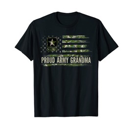 Vintage Proud Army Grandma Camo American Flag Veteran Gift T-Shirt