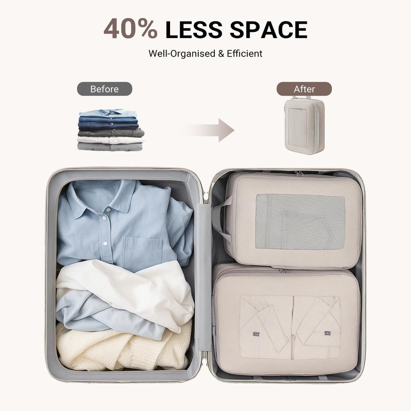 4 Set Lightweight Compression Packing Cubes Travel Organizer for Carry-On